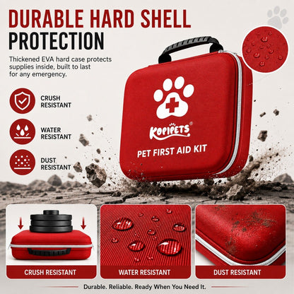 KOPIPETS Pet First Aid Kit 101PCS Emergency Medical Kit for Dogs Cats Travel Home Outdoor EVA Case