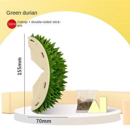 Kopipets Durian-Shaped Cat Grooming Brush & Wall Scratcher - Itch Relief Massager for Cats | Fun Scratch Toy