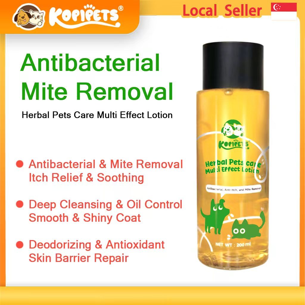 KOPIPETS 200ml Herbal Pets Care Multi Effect Lotion Antibacterial,Anti-Itch,and Mite Removal for Cats & Dogs