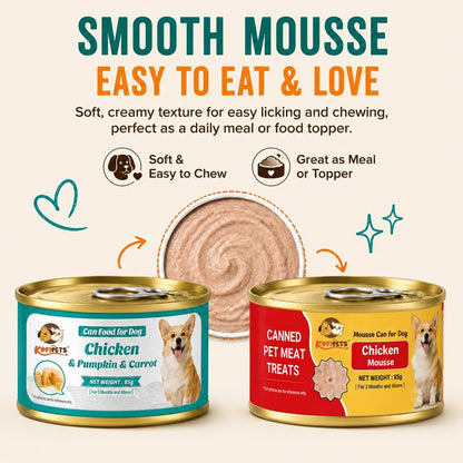 Kopipets Dog Wet Food 85g Chicken Mousse Chicken Pumpkin Carrot Complete & Balanced Dog Can Food