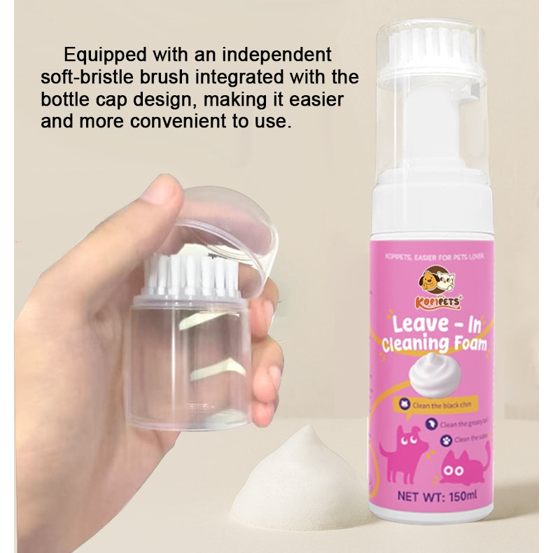 KOPIPETS 150ml Pet Leave-In Cleaning Foam – Effective & Gentle Cleansing for Black Chin, Oily Tail & Paw
