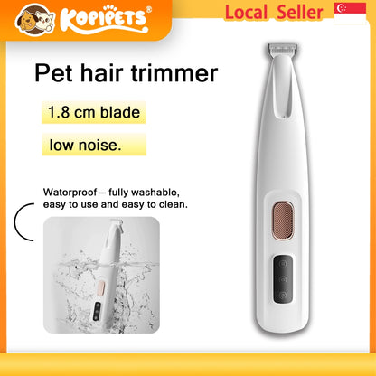 Kopiets Pet Hair Trimmer Silent Clipper for Cats & Dogs, Wide Blade, Washable, No Hair Jamming