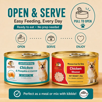 Kopipets Dog Wet Food 85g Chicken Mousse Chicken Pumpkin Carrot Complete & Balanced Dog Can Food