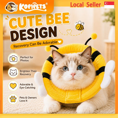 KOPIPETS Soft Elizabeth Collar for Cats & Dogs Bee Recovery Cone Anti Lick Anti Bite Pet Protective Collar