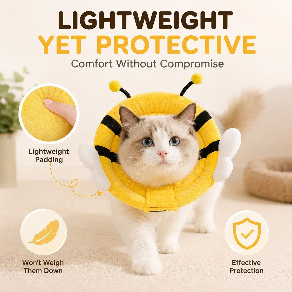 KOPIPETS Soft Elizabeth Collar for Cats & Dogs Bee Recovery Cone Anti Lick Anti Bite Pet Protective Collar