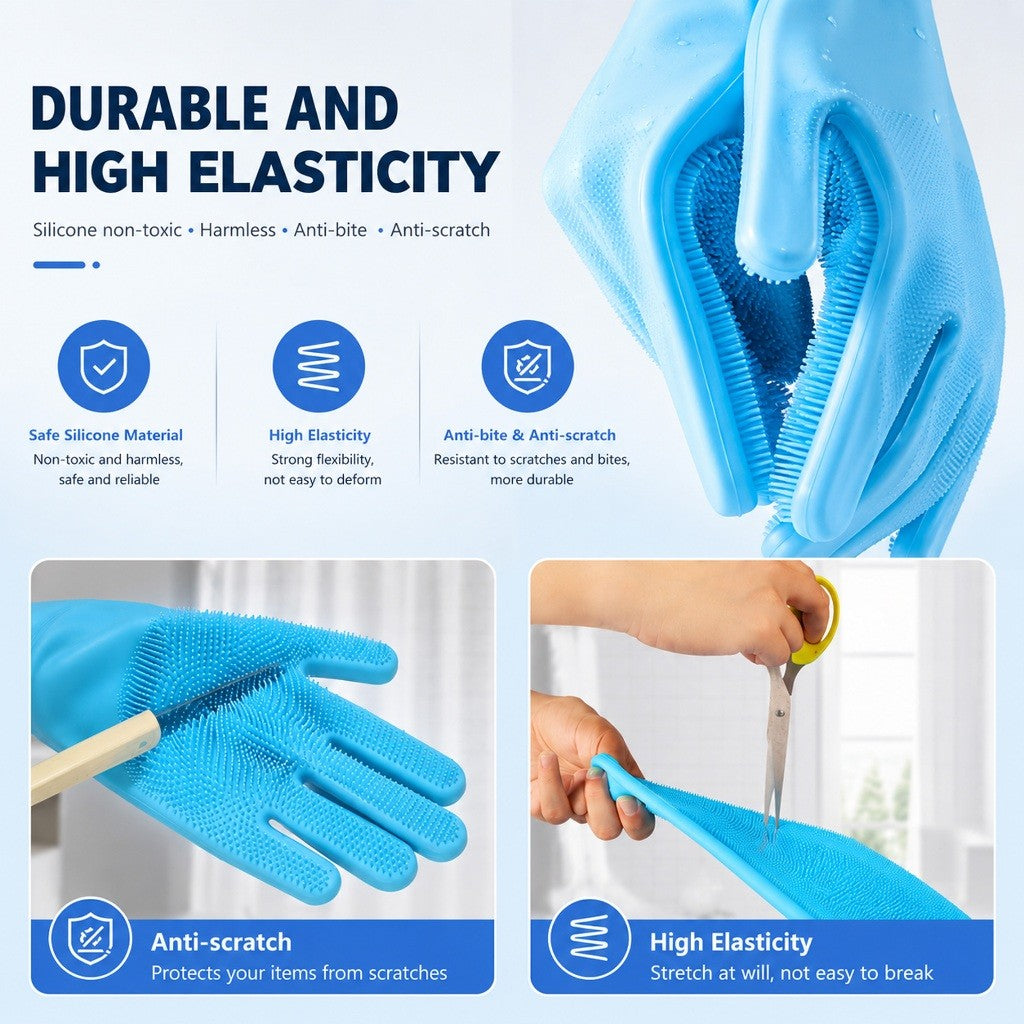 Kopipets 33x14.5cm Silicone Pet Bath Gloves