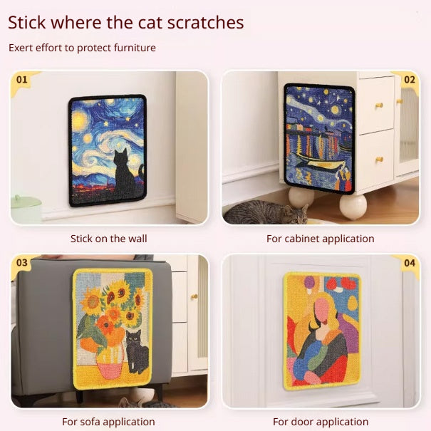 Kopipets Sisal Cat Scratching Board Vertical Wall-Mount Durable Multi-Purpose Cat Toy Scratch Pad Pet Supplies