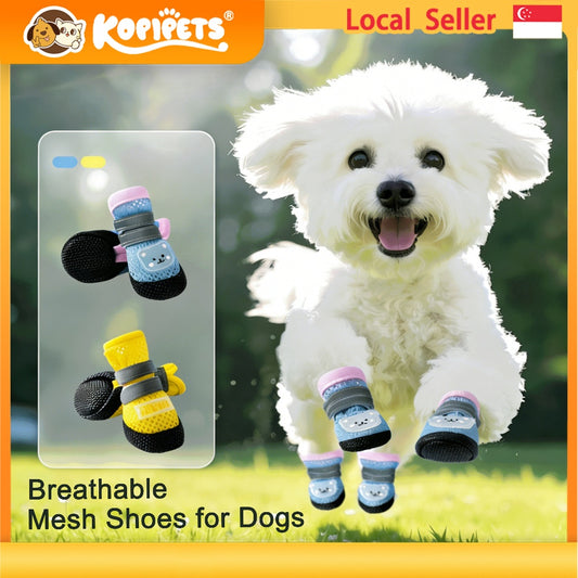 Kopipets Dog Shoes Summer Breathable Mesh Non-Slip Wear-Resistant Soft Sole Outdoor Pet Paw Protectors