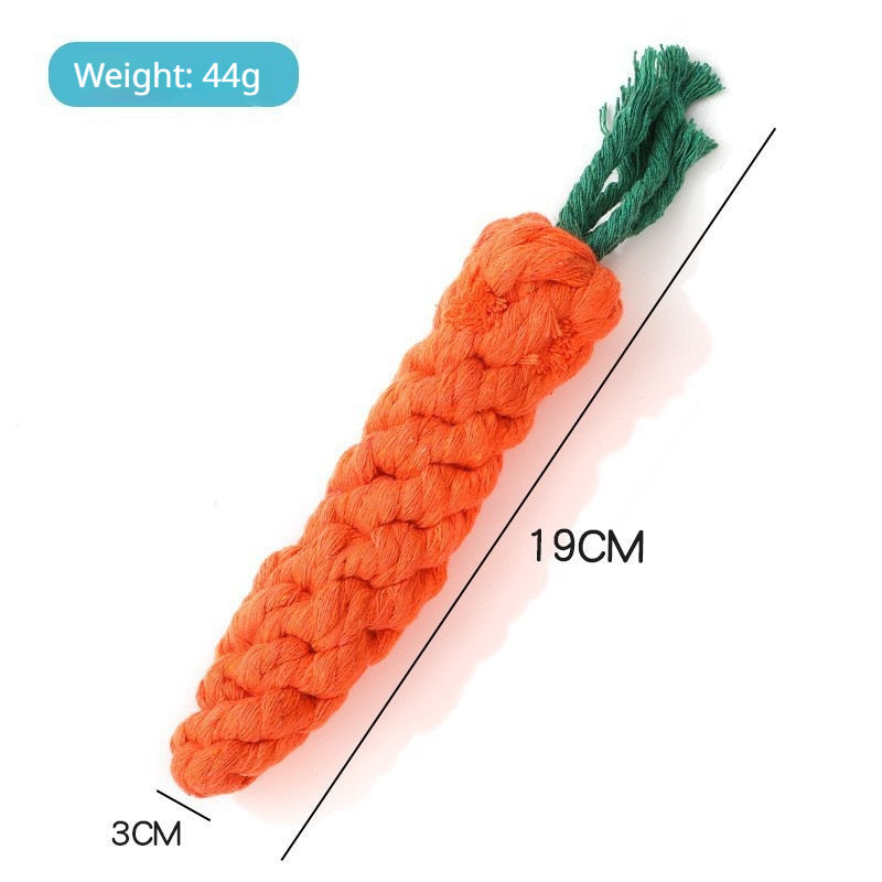 Kopipets Carrot Shape Cotton Rope Dog Toy Chew Knot Teething Toy for Puppies Boredom Relief Training
