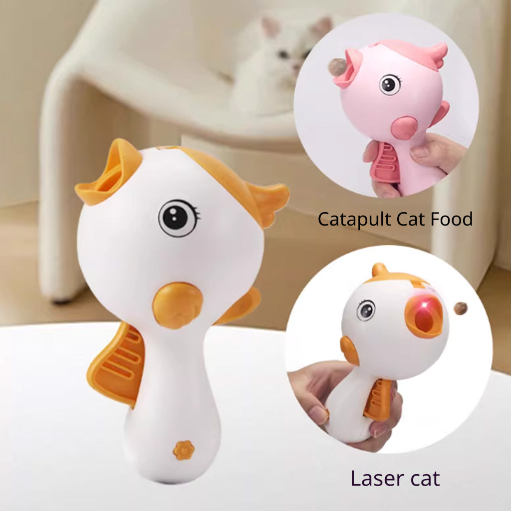 Kopipets Interactive Cat Toy Food Launcher Laser Teaser Pet Treat Dispenser Training Play Entertainment Device