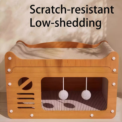Kopipets Cat Scratcher House Bed Climbing Toy Corrugated Scratch Board Anti-Shed Durable Cat Furniture