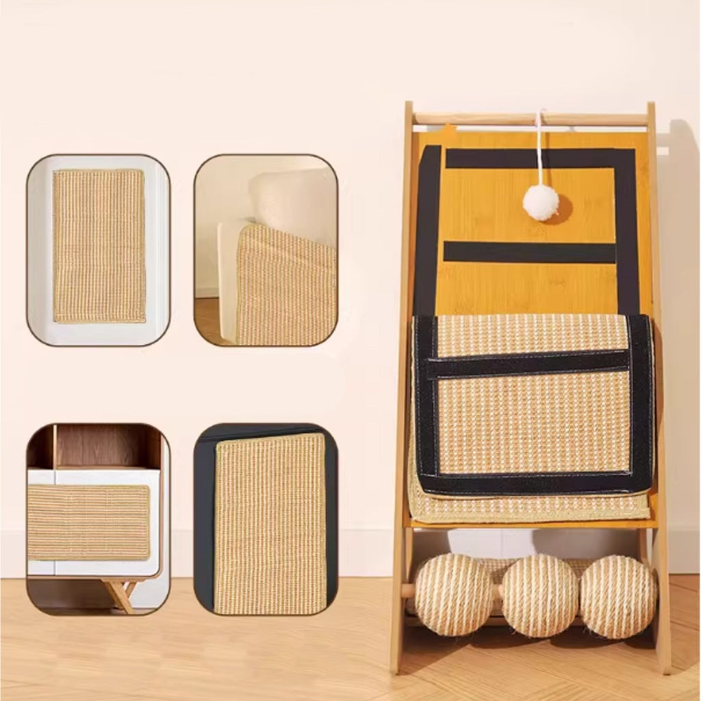 Kopoipets Vertical Sisal Cat Scratcher Board Wall Leaning Cat Scratch Pad Durable Cat Claw Toy Anti-Shed