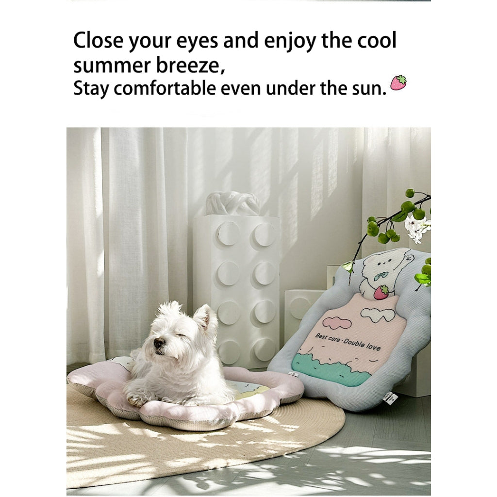 Kopipets Cooling Mesh Pet Mat Breathable Bear Cushion Bed for Cats Dogs Washable Non-Slip Summer Pad