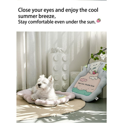 Kopipets Cooling Mesh Pet Mat Breathable Bear Cushion Bed for Cats Dogs Washable Non-Slip Summer Pad
