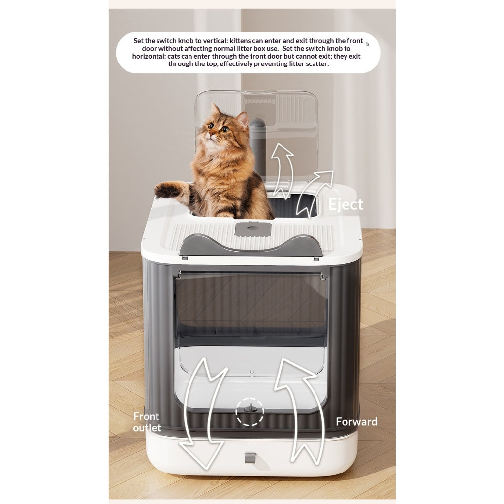 Kopipets Large Enclosed Cat Litter Box Foldable Drawer Design Anti-Splash Odor Control