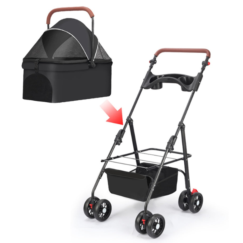 Kopipets Local Seller 3-in-1 Foldable Pet Stroller with Detachable Cat & Dog Carrier Lightweight