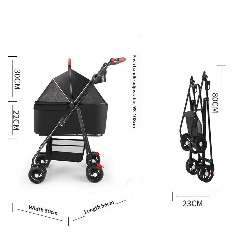 Kopipets Local Seller 3-in-1 Foldable Pet Stroller with Detachable Cat & Dog Carrier Lightweight
