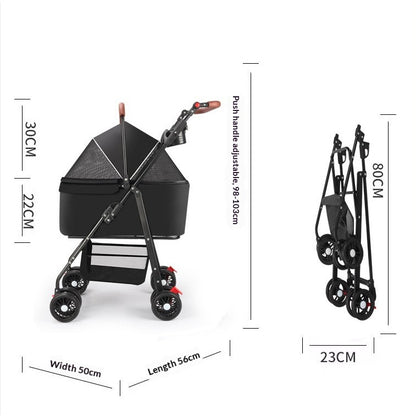 Kopipets Local Seller 3-in-1 Foldable Pet Stroller with Detachable Cat & Dog Carrier Lightweight