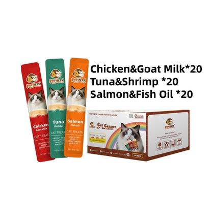 Kopipets 30pcs Value Pack Creamy Cat Treats Cats Love It Tuna|Salmon|Chicken High Protein Halal Certified
