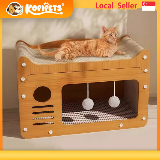 Kopipets Cat Scratcher House Bed Climbing Toy Corrugated Scratch Board Anti-Shed Durable Cat Furniture