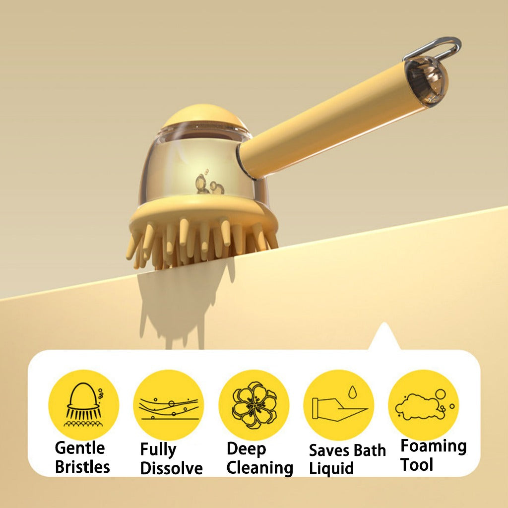Kopipets Pet Bath Brush Shampoo Dispenser Silicone Massage Brush for Dogs Cats Deep Clean Grooming Tool
