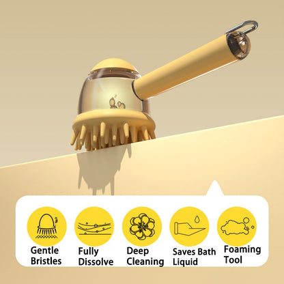 Kopipets Pet Bath Brush Shampoo Dispenser Silicone Massage Brush for Dogs Cats Deep Clean Grooming Tool
