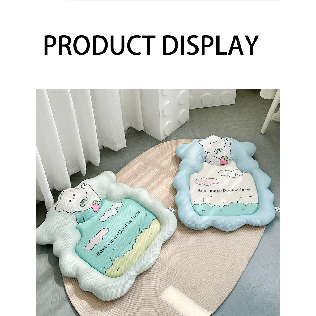 Kopipets Cooling Mesh Pet Mat Breathable Bear Cushion Bed for Cats Dogs Washable Non-Slip Summer Pad