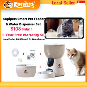 Kopipets smart pet feeder and water dispenser set, Singapore