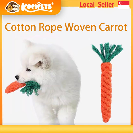 Kopipets Carrot Shape Cotton Rope Dog Toy Chew Knot Teething Toy for Puppies Boredom Relief Training