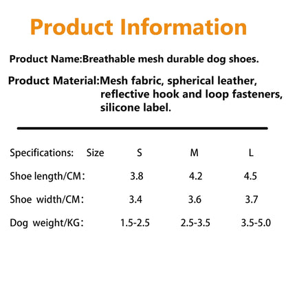 Kopipets Dog Shoes Summer Breathable Mesh Non-Slip Wear-Resistant Soft Sole Outdoor Pet Paw Protectors