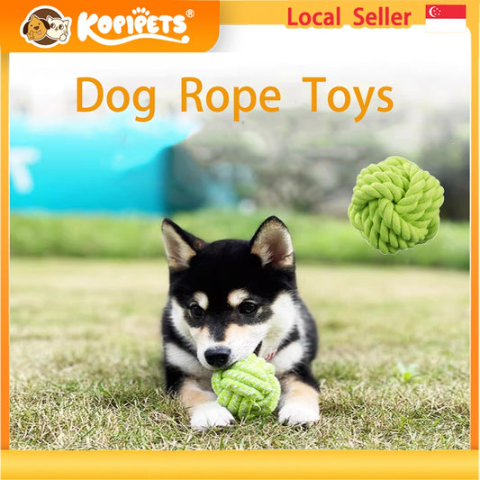 Kopipets Durable Cotton Rope Ball Dog Toy Chew Knot Ball for Puppies Teething Boredom Relief Training