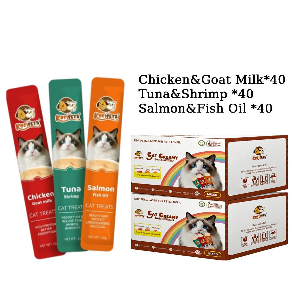 Kopipets 30pcs Value Pack Creamy Cat Treats Cats Love It Tuna|Salmon|Chicken High Protein Halal Certified