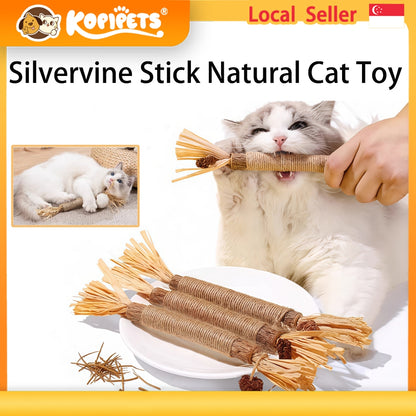 Kopipets Natural Cat Chew Stick Matatabi Catnip Rope Dental Toy for Kittens Teeth Cleaning Boredom Relief