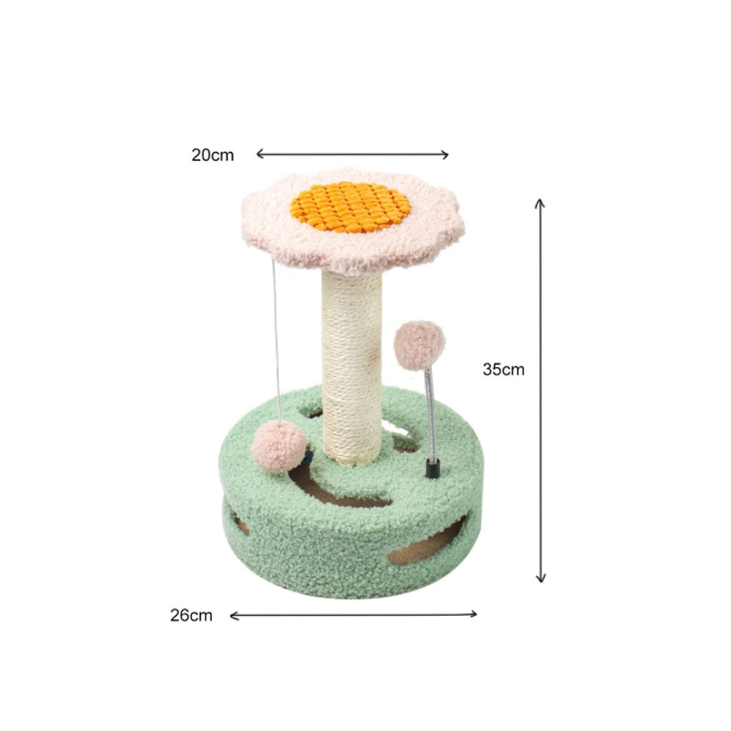 Kopipets Small Cat Tree Scratching Post Bed with Sisal Board Sunflower Design Cat Toy