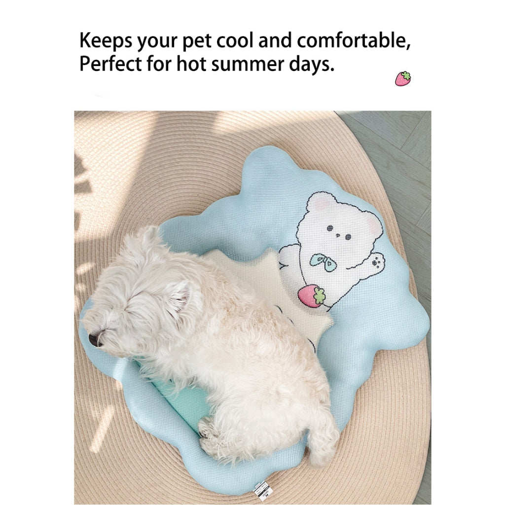 Kopipets Cooling Mesh Pet Mat Breathable Bear Cushion Bed for Cats Dogs Washable Non-Slip Summer Pad