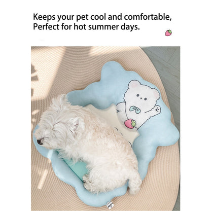 Kopipets Cooling Mesh Pet Mat Breathable Bear Cushion Bed for Cats Dogs Washable Non-Slip Summer Pad