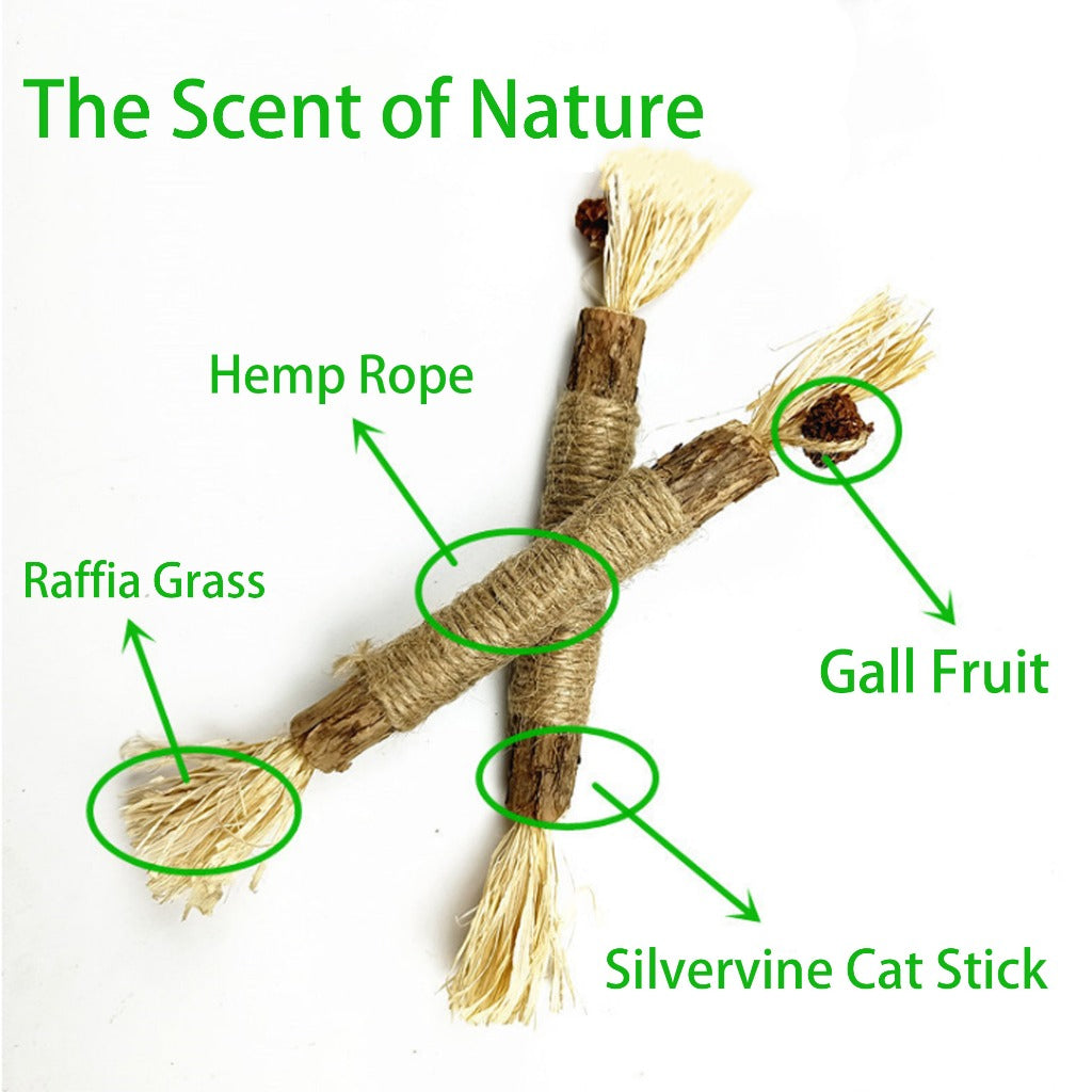 Kopipets Natural Cat Chew Stick Matatabi Catnip Rope Dental Toy for Kittens Teeth Cleaning Boredom Relief