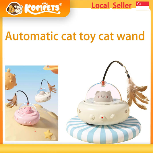 Kopipets Smart Automatic Cat Toy Interactive Laser Feather Self Play Pet Toy