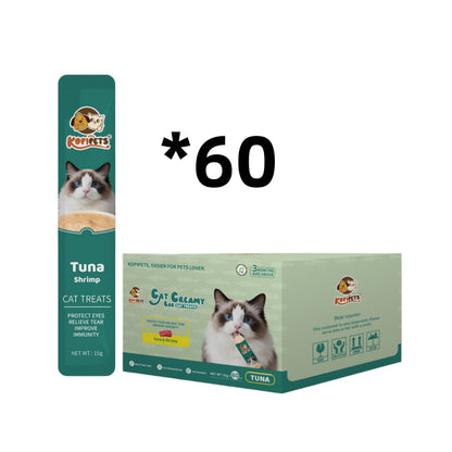 Kopipets 30pcs Value Pack Creamy Cat Treats Cats Love It Tuna|Salmon|Chicken High Protein Halal Certified