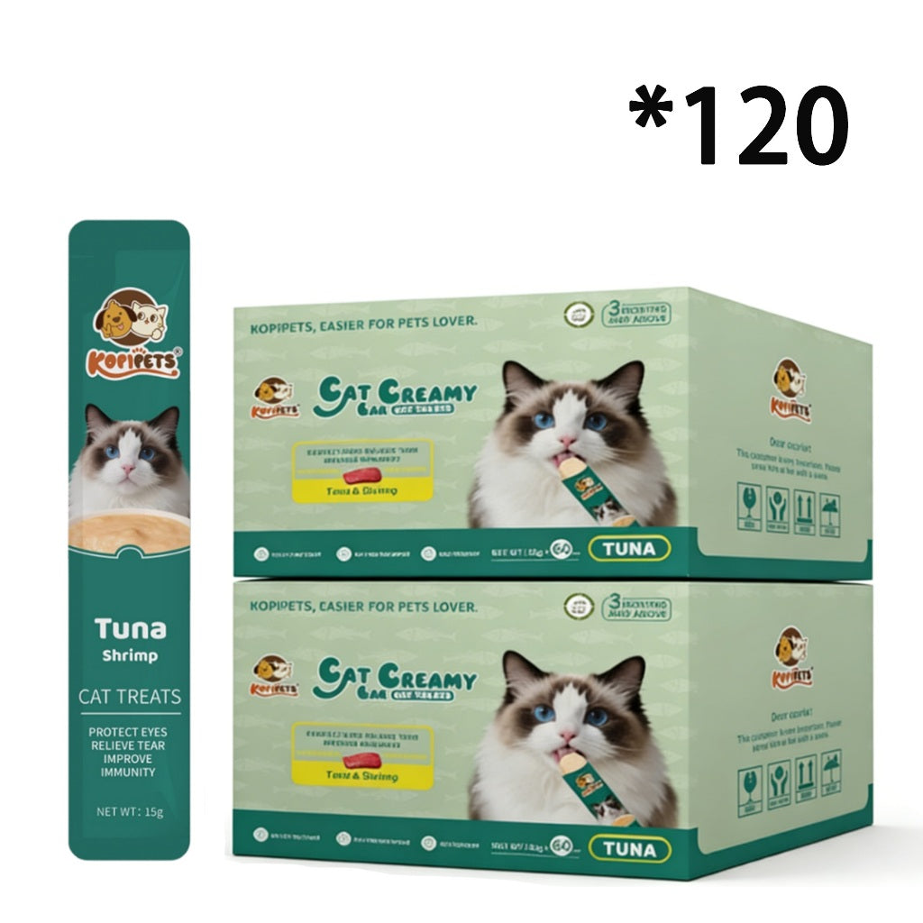 Kopipets 30pcs Value Pack Creamy Cat Treats Cats Love It Tuna|Salmon|Chicken High Protein Halal Certified