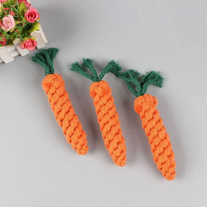 Kopipets Carrot Shape Cotton Rope Dog Toy Chew Knot Teething Toy for Puppies Boredom Relief Training