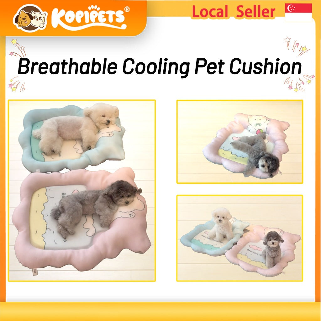 Kopipets Cooling Mesh Pet Mat Breathable Bear Cushion Bed for Cats Dogs Washable Non-Slip Summer Pad
