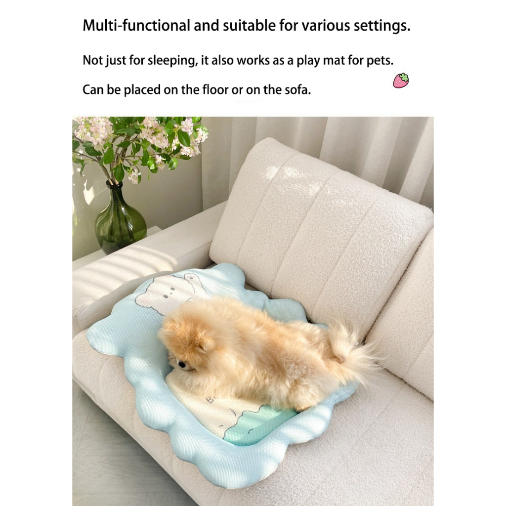 Kopipets Cooling Mesh Pet Mat Breathable Bear Cushion Bed for Cats Dogs Washable Non-Slip Summer Pad