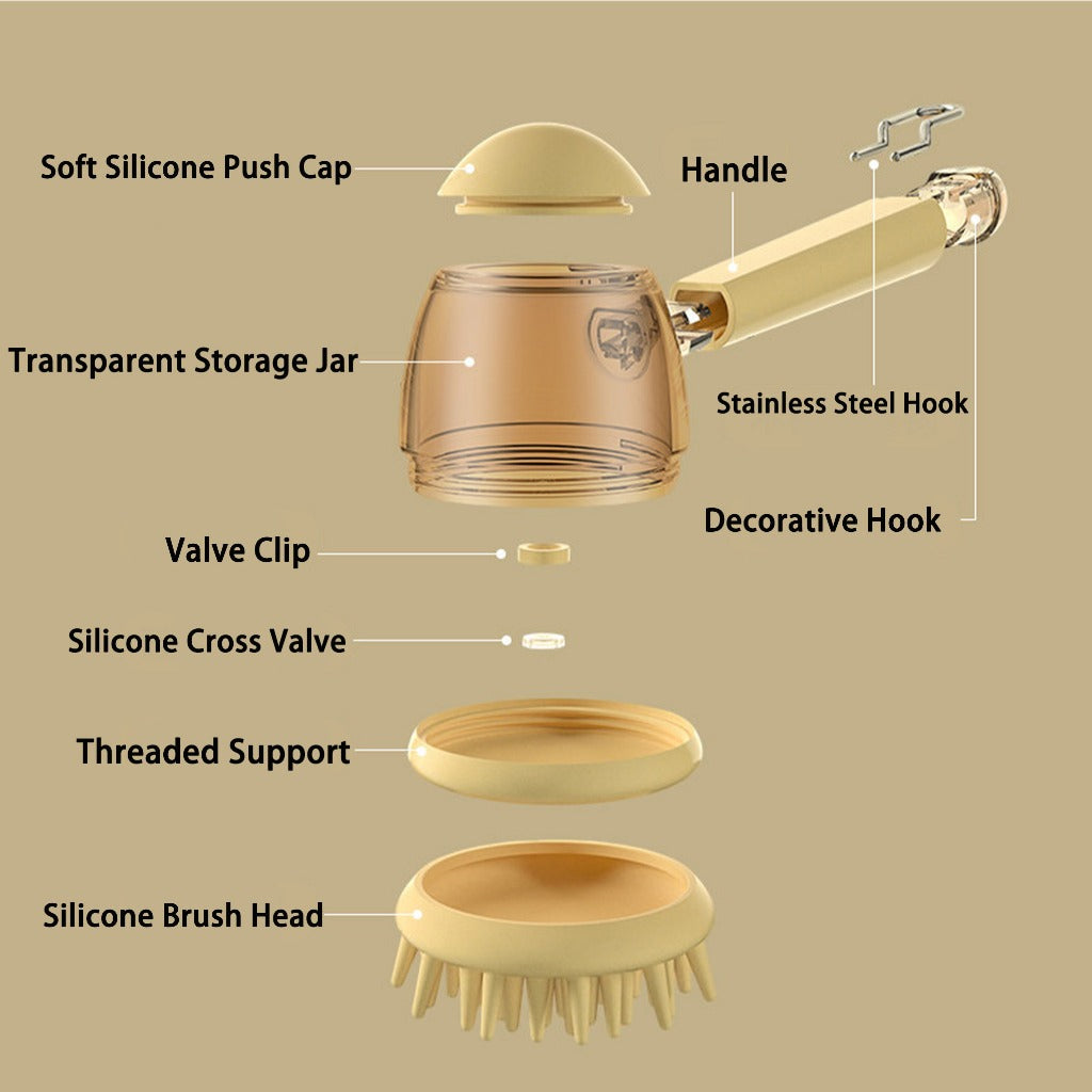 Kopipets Pet Bath Brush Shampoo Dispenser Silicone Massage Brush for Dogs Cats Deep Clean Grooming Tool