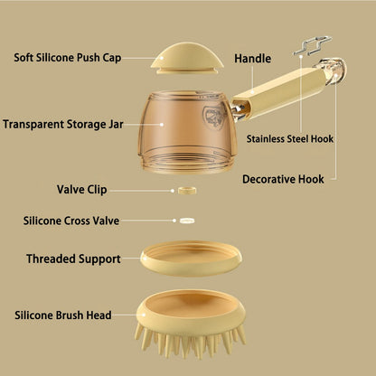 Kopipets Pet Bath Brush Shampoo Dispenser Silicone Massage Brush for Dogs Cats Deep Clean Grooming Tool