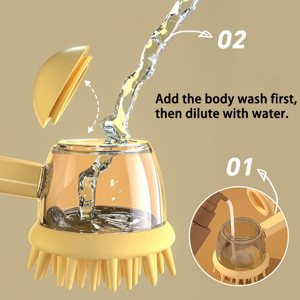 Kopipets Pet Bath Brush Shampoo Dispenser Silicone Massage Brush for Dogs Cats Deep Clean Grooming Tool