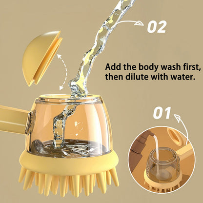 Kopipets Pet Bath Brush Shampoo Dispenser Silicone Massage Brush for Dogs Cats Deep Clean Grooming Tool